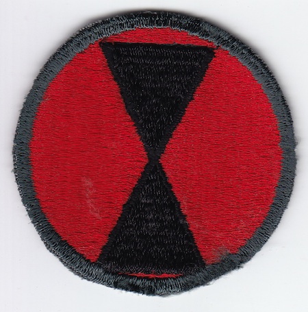 7th Infantry Div CE NS Army green edge $5.00