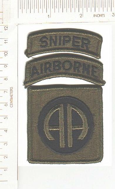 82nd Infantry Div me ns sub +AIRBORNE+SNIPER tab SOLD