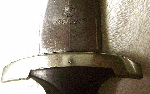 Nazi SS Officer dagger blade marking