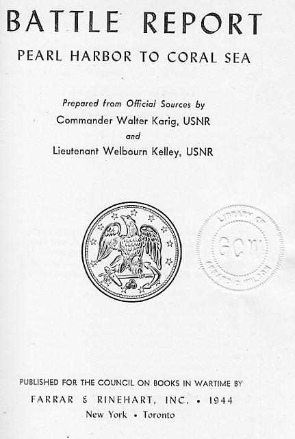BATTLE REPORT Pearl Harbor to Coral Sea 1944 hc $10.00