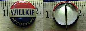 Win With Willkie campaign button $4.00