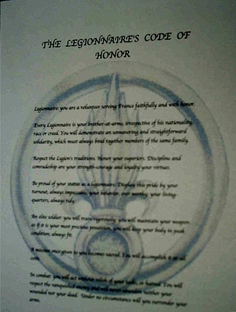 French Foreign Legion Code of Honor $5.00