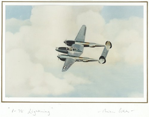 WW2 P-38 Lightning card of original painting $8.99