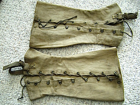 Army uniform pre WW2  canvass leggings (pair)  $15.00