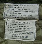 Army M-65 Field Jacket liner label